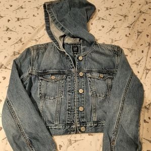 Kids denim jacket with hood